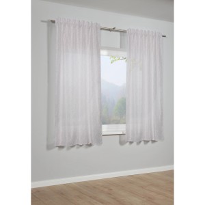 Naturfarbener Bennetti Schal mit Muschelmuster und Gardinenband, halbtransparent, 140x175 cm.