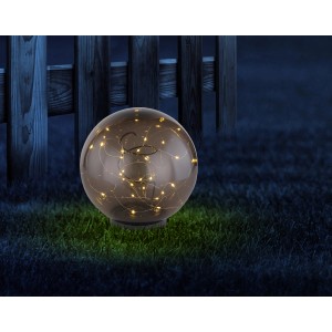 Globo LED-Solar-Kugel, Ø 20cm, mit 30 warmweißen LEDs. Dekorative Außenleuchte für Garten und Terrasse.