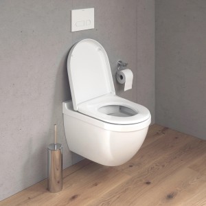 Duravit WC-Set Starck 3, spülrandlos, mit WC-Sitz, wandhängend, in Weiß. Modernes Design für das Badezimmer.