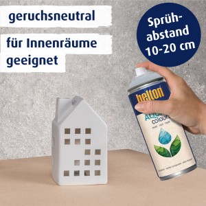 Belton Free AQUAcolours Klarlack Spray, transparent matt, 400ml Dose in Anwendung.