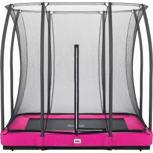 Salta Bodentrampolin Comfort Edition, 214x153 cm, pink, mit Sicherheitsnetz.