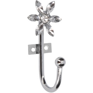 Siro Haken 2164 Metall Chrom Glänzend Blüte Kristallklar Lochabstand 15 mm