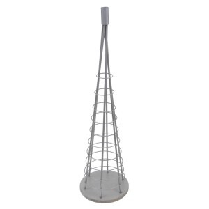 Silberfarbener Deko-Baum aus Metall, 90 cm hoch, zur individuellen Gestaltung als Weihnachtsdekoration.