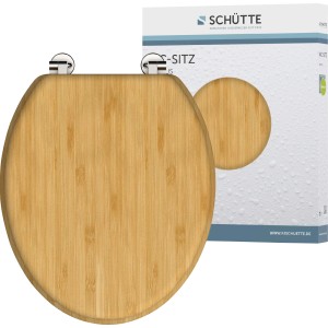 Schütte Bambus WC-Sitz Natural Bamboo, hellbraun, mit Chrom-Scharnieren.