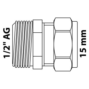 Kirchhoff Übergangsstück 15 mm x 21 mm (1/2 AG) Klemmfitting für CU-Rohr, blank.