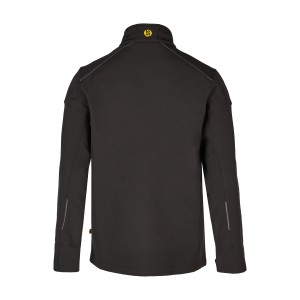 Schwarze Hans Schäfer Workwear Softshelljacke, Größe M, Rückansicht. Arbeitskleidung für Herren.