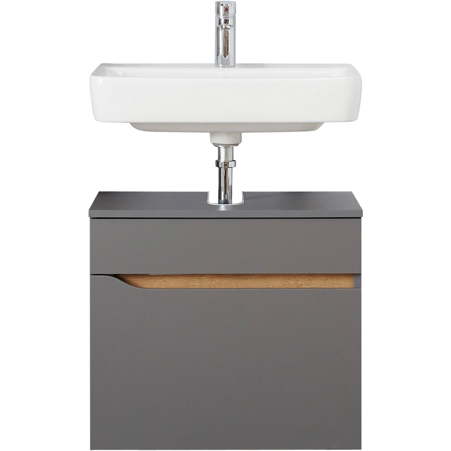 Pelipal Waschbeckenunterschrank Quickset 357, Quarzgrau Matt Touch, 60 cm mit Waschbecken.