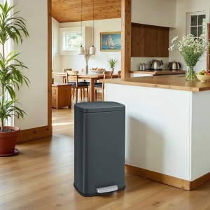Songmics Mülleimer Plushic mit Fußpedal 30 l Grau