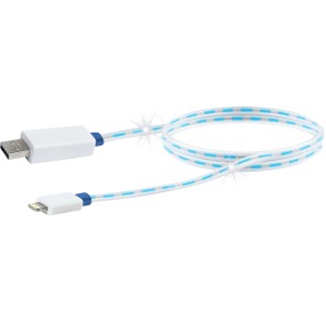 Weißes, leuchtendes Apple Lightning Kabel (0,8 m) zum Laden und Synchronisieren von iPhone, iPad und iPod.