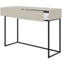 Selsey Veldio Schminktisch Greige, 110 cm, mit geriffelter Front. Eine Schublade offen, schwarze Beine.
