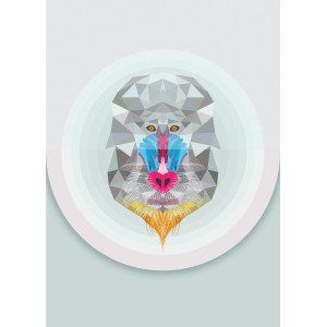 Komar Wandbild Baboon (50x70 cm) mit geometrischem Affen-Design.
