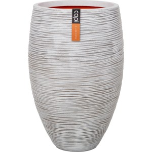 Capi Pflanztopf Nature Rib Elegant Deluxe, Ø 40x60 cm, Elfenbein, geriffelte Oberfläche.