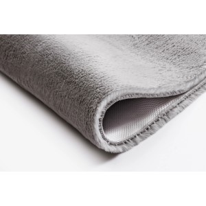 Kleine Wolke Badteppich Cony, 55x65 cm, silbergrau, Flor aus Polyester mit rutschfester Rückseite.