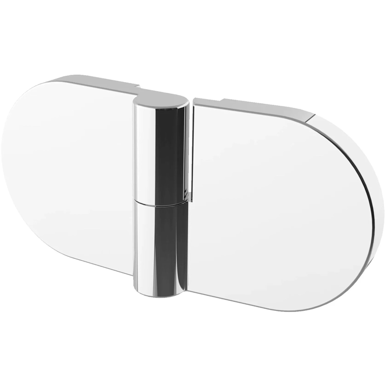 Detailaufnahme: Scharnier der Schulte Master Class Runddusche aus Chromoptik.