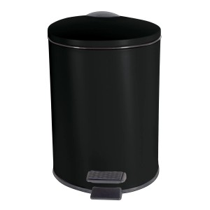 Mattschwarzer Spirella Kosmetikeimer Adelar, 5 Liter, mit Pedal und Soft-Close-Deckel.