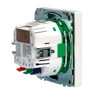 Merten System Design Connected SCHUKO-Steckdose in Lotosweiß, Detailansicht der Rückseite.