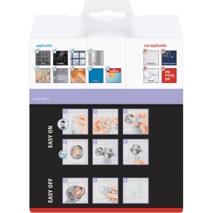 Verpackung des Tesa Toilettenpapierhalters Moon Schwarz Matt mit Montageanleitung.