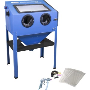 Güde Sandstrahlkabine GSK 220 mit Pistole, Handschuhen und Zubehör.