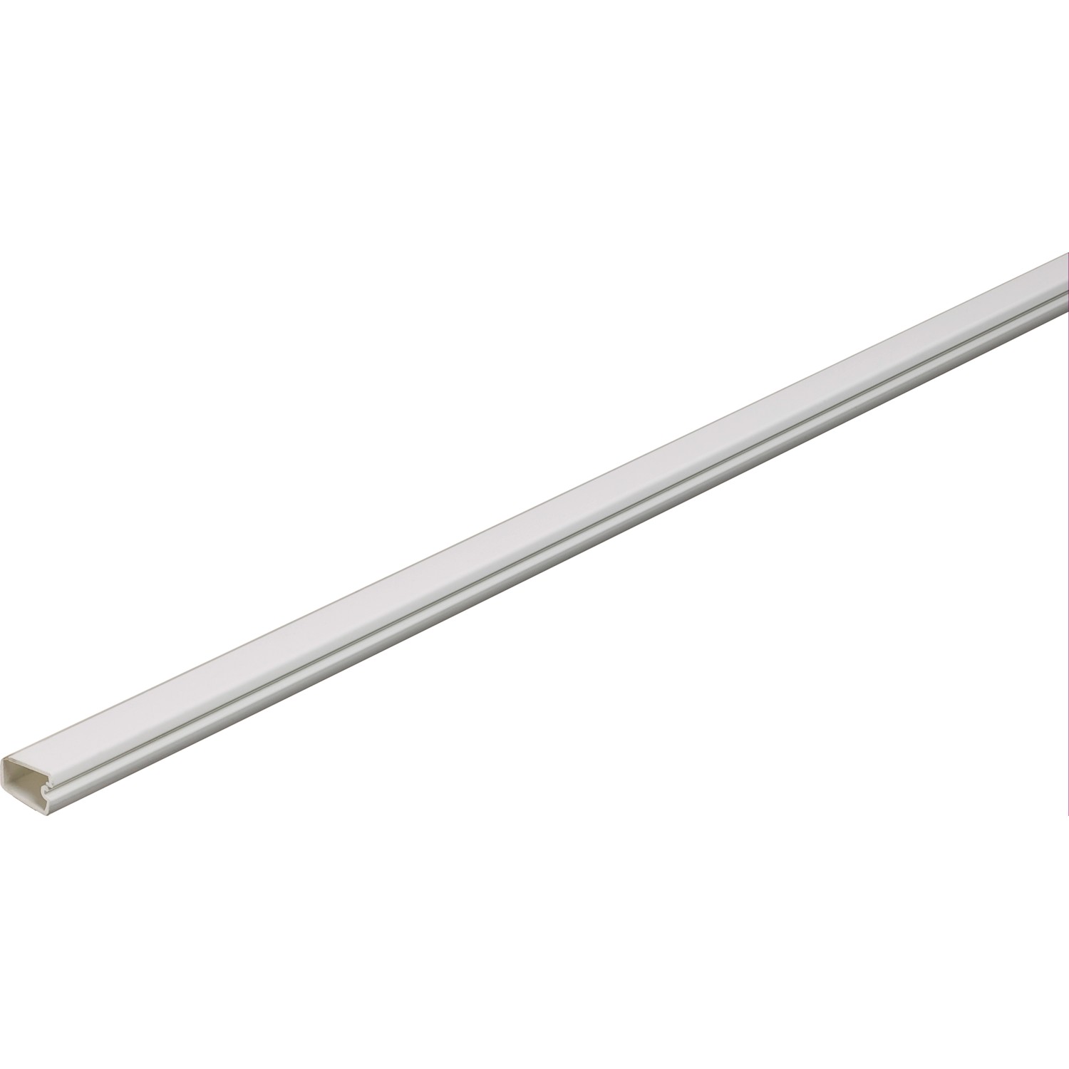 Weißer, selbstklebender Mini-Kabelkanal (12x7 mm, 2 m) mit Deckel.