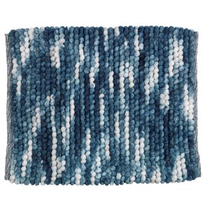 Wenko Badematte Urdu, 55x65 cm, blau-weiß, mit Melange-Effekt. Badteppich für Badezimmer.