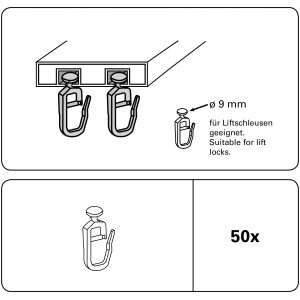 Gardinia Gleiter für Gardinenschiene, 50er-Pack.