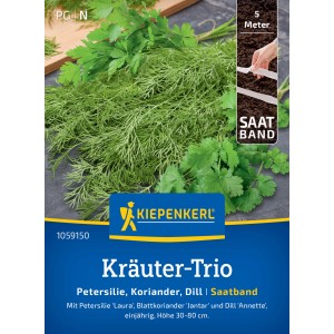 Kiepenkerl Kräuter-Trio: Petersilie, Koriander, Dill als Saatband. Einfache Aussaat für frische Kräuter.