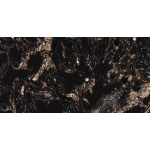 Bodenfliese Feinsteinzeug Gold, glasiert und poliert, 60x120 cm, Marmoroptik.