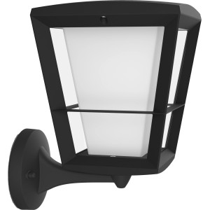 Stehende Philips Hue Econic LED-Laternenleuchte in Schwarz für den Außenbereich.