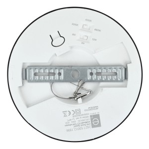 E2 Elektro LED-Panel Space 12W, schwarze Deckenleuchte, Rückseite mit Montageelementen.