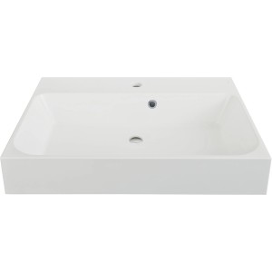 AquaSu cuVa Handwaschbecken, 60 cm, Weiß, aus Mineralguss, für Bad oder Gäste-WC.