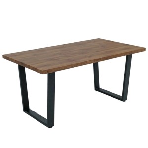 MCW Esstisch O61 in Walnuss-Optik, 160x90 cm, mit schwarzem Kufengestell.