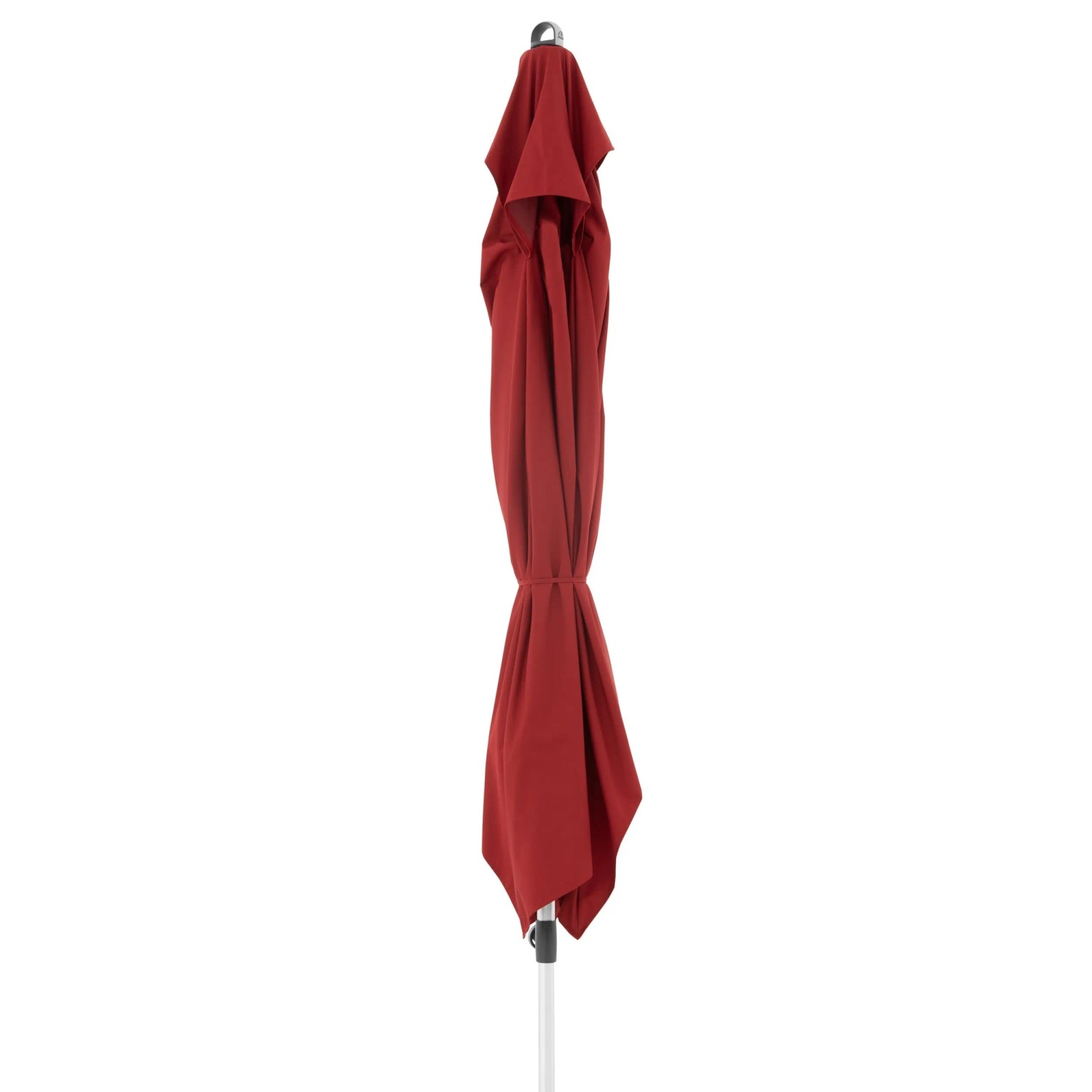 Geschlossener, bordeauxroter Doppler Marktschirm Expert 200x300 mit Kurbelmechanik.