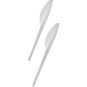 Zwei weiße Happy People Messer, 16,5 cm, für Camping & Outdoor.