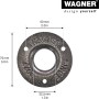Schwarzes Wagner Möbelbein Industrial Pipe, Ø 32,5 mm, Länge 100 mm, Detailansicht der Anschraubplatte.