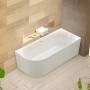 Weiße Ottofond Eckbadewanne Mince Corner Links, 180x80 cm, im modernen Badezimmer.