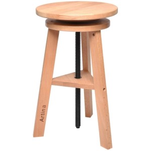Artina Arles Malhocker aus Buchenholz, höhenverstellbarer Hocker für Künstlerbedarf.