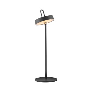 Schwarze LED-Akku-Tischleuchte Amag, dimmbar, für Innen- und Außenbereich.