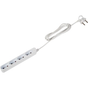 Weiße Euro-Steckdosenleiste mit 4-fach Anschluss und Kabel für den Innenbereich.