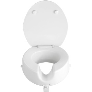 Wenko WC-Sitzerhöhung Secura Premium, weiße Toilettensitzerhöhung mit Absenkautomatik.