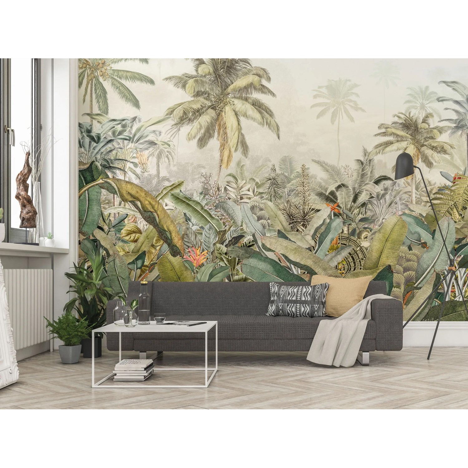 Komar Vlies Fototapete Amazonia (368x248cm) mit Dschungelmotiv im Wohnraum.