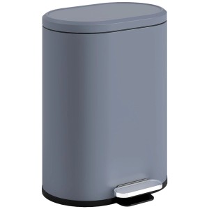 Grauer HOMCOM Treteimer aus Metall und Kunststoff, 30L, schlankes Design mit Soft-Close-Deckel.