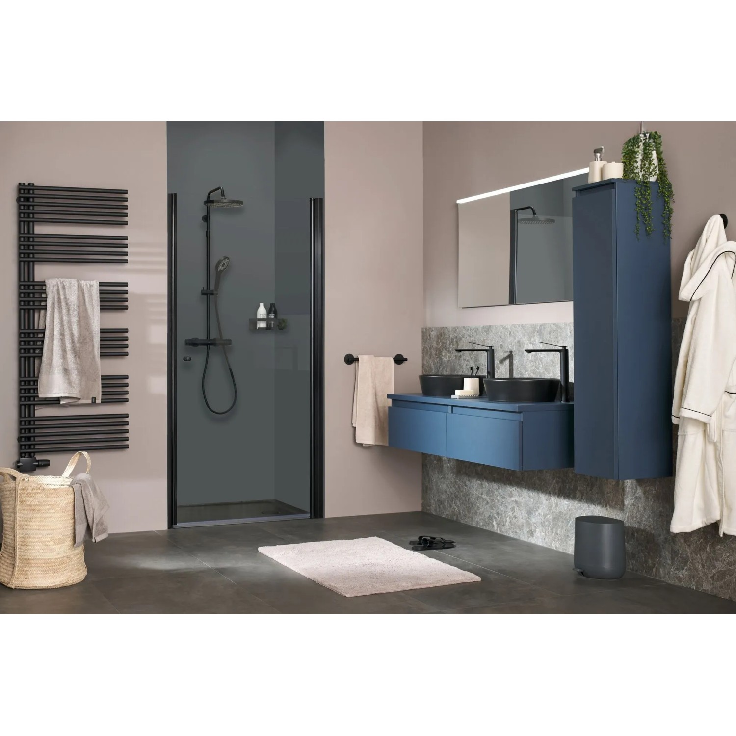 Schöner Wohnen Duschrückwand Seidenweich 100 cm x 255 cm Dunkelgrau_2