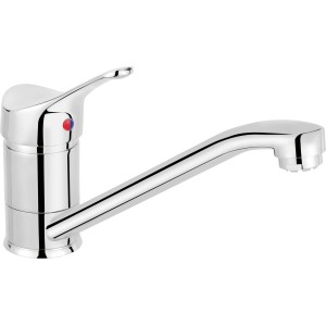 Chromfarbene baliv Niederdruck Küchenarmatur KI-5170 N mit schwenkbarem Auslauf.