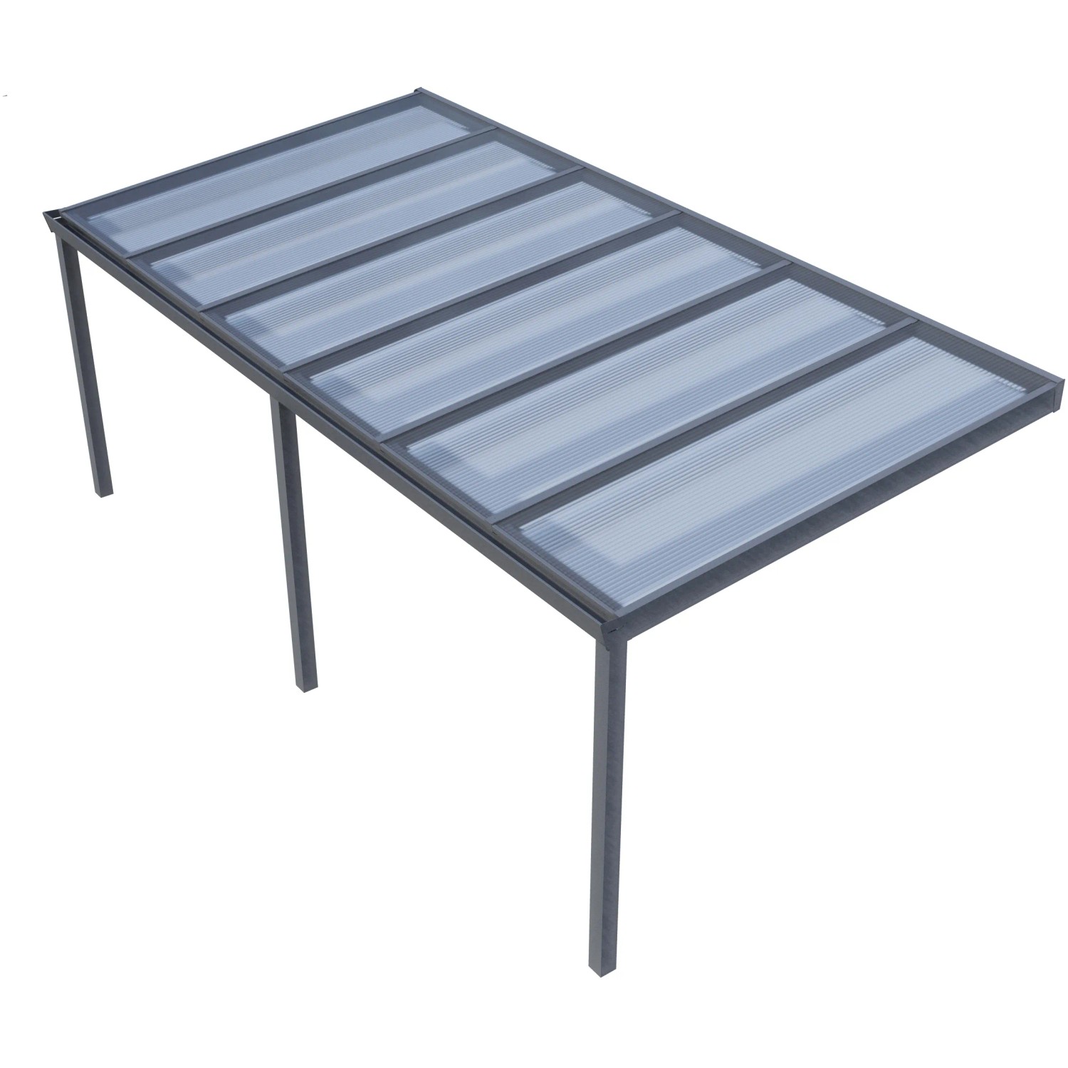 Anthrazitfarbene Terrassenüberdachung Professional mit klarer PC-Verglasung, 600x350 cm.