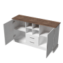 okwish Sideboard mit 2 Türen 2 Schubladen Wohnzimmer 140x40x79cm Weiß_8