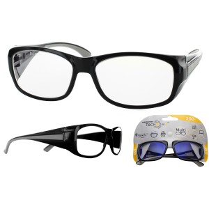 Varionet Tech 3in1 Schutzbrille +2.0 Dioptrien, Mehrzweckbrille mit Blaulichtfilter und UV-Schutz.