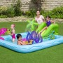 Bestway Wasserspielcenter Aquarium mit Rutsche, Wassersprühern und Meerestier-Motiven für Kinder.