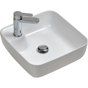 Pelipal Keramik Aufsatzwaschbecken Serie 4035, weiß, quadratisch mit Armatur