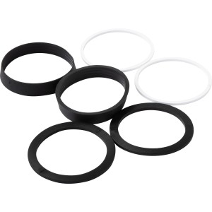 KÖRO Dichtungsset, 6-teilig, für Geruchsverschlüsse und 40 mm Siphons. Dichtungsringe in Schwarz und Weiß.