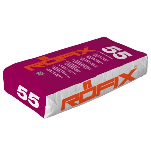 Sack Röfix Zement-Baukleber 55 Grau, 25 kg, für Putzarbeiten.